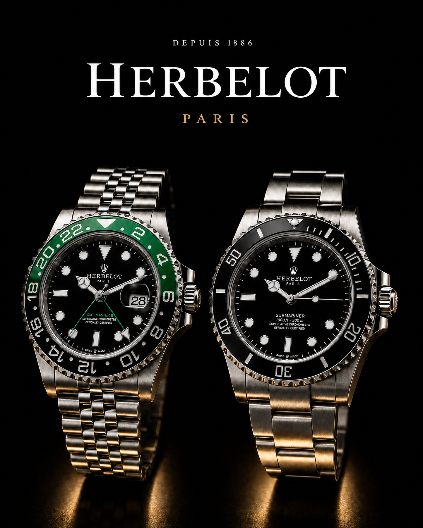 Duo GMT-Master II Sprite + Submariner Sans Date - HERBELOT Paris