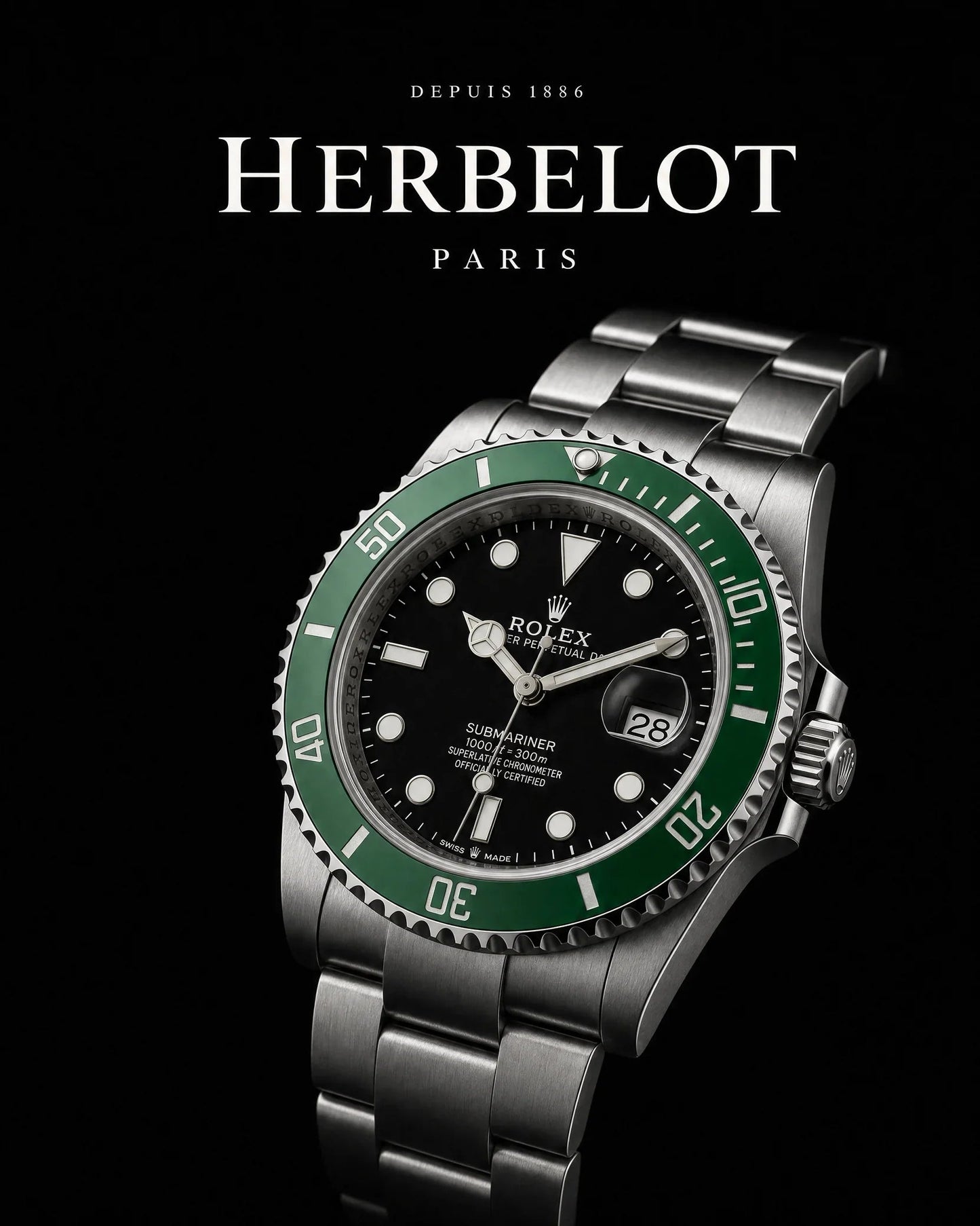 RLX Submariner Date Lunette Verte - HERBELOT Paris