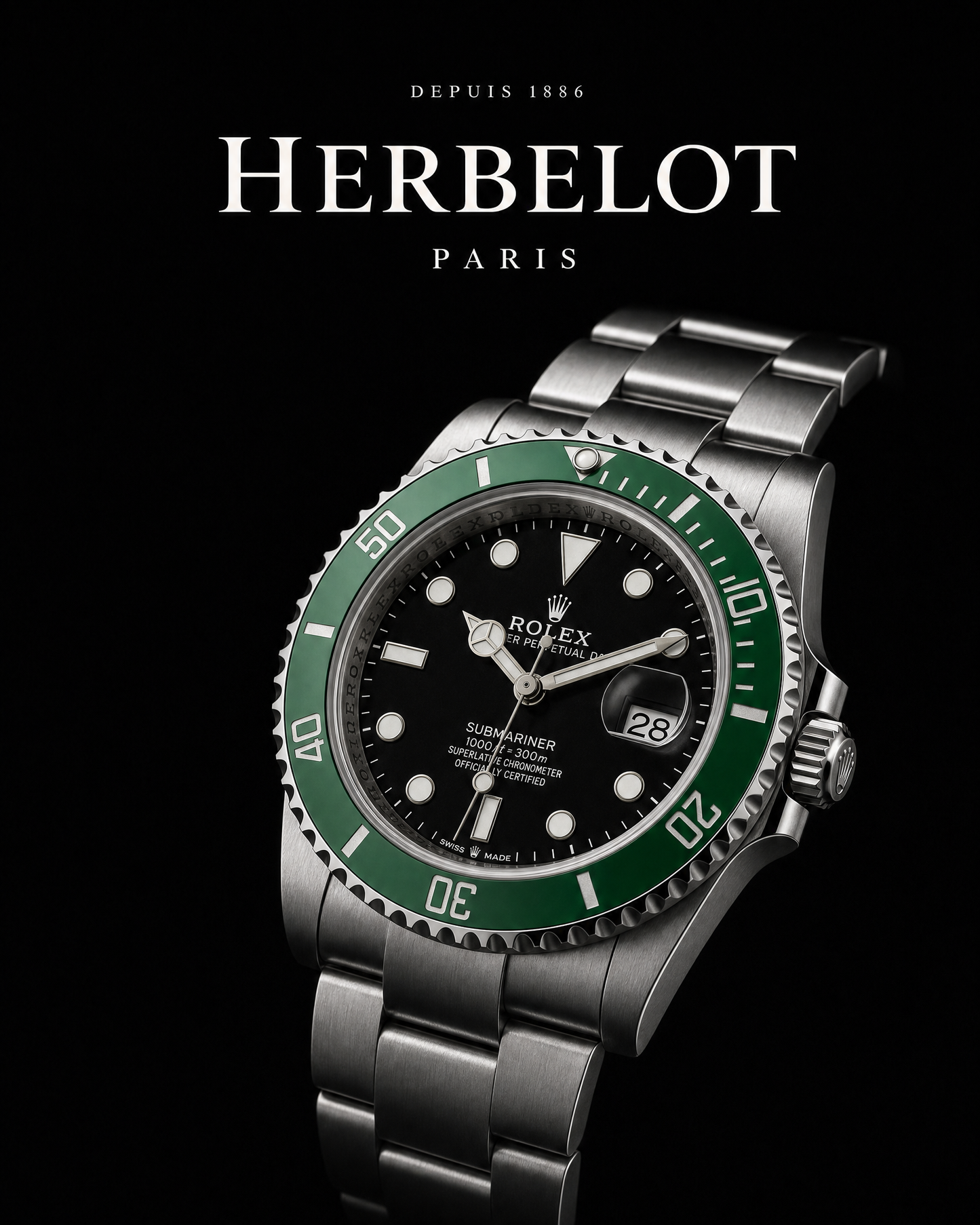 RLX Submariner Date Lunette Verte - HERBELOT Paris