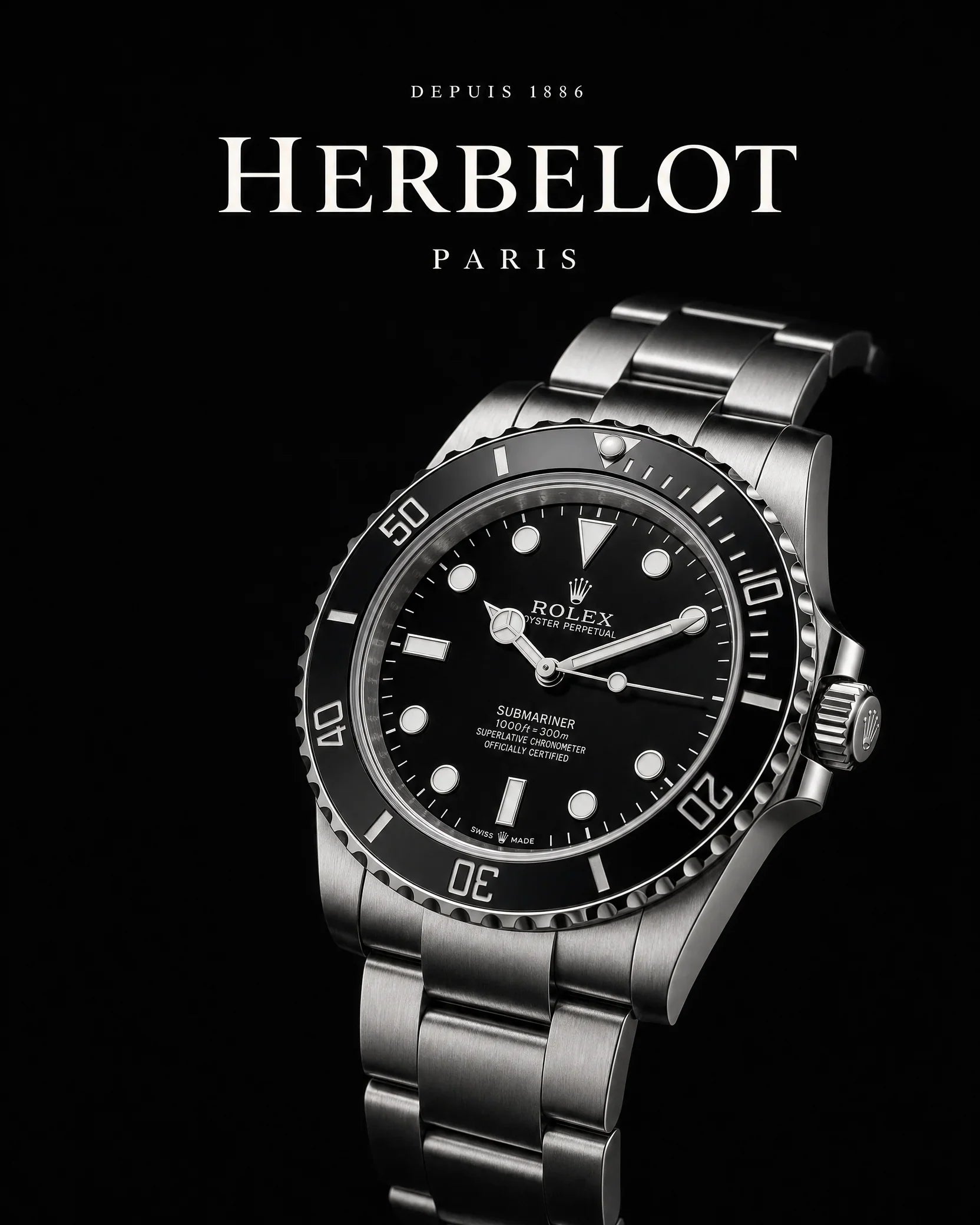 RLX Submariner Acier Oystersteel Sans Date - HERBELOT Paris