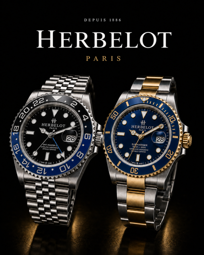 Duo GMT-Master II Batman + Submariner Date Bicolore Or et Acier - HERBELOT Paris