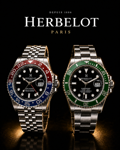 Duo GMT-Master II Pepsi + Submariner Date Lunette Verte - HERBELOT Paris