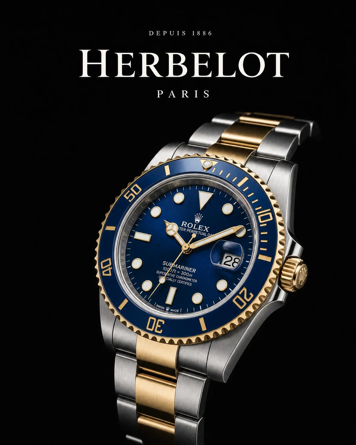 RLX Submariner Date Bicolore Or et Acier - HERBELOT Paris