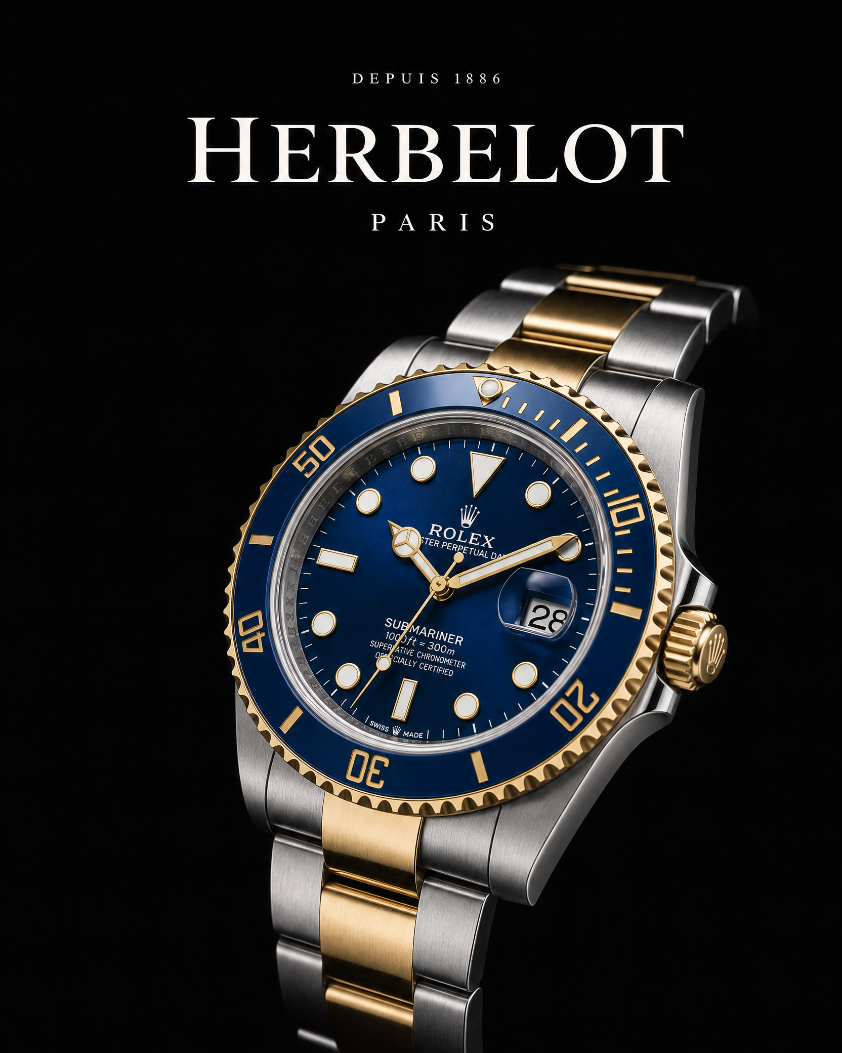 RLX Submariner Date Bicolore Or et Acier - HERBELOT Paris