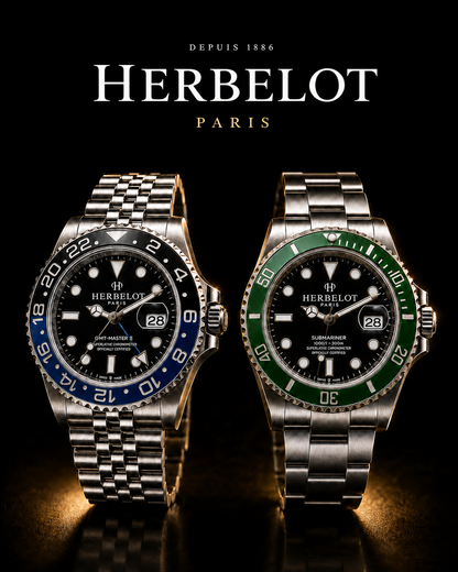 Duo GMT-Master II Batman + Submariner Date Lunette Verte - HERBELOT Paris