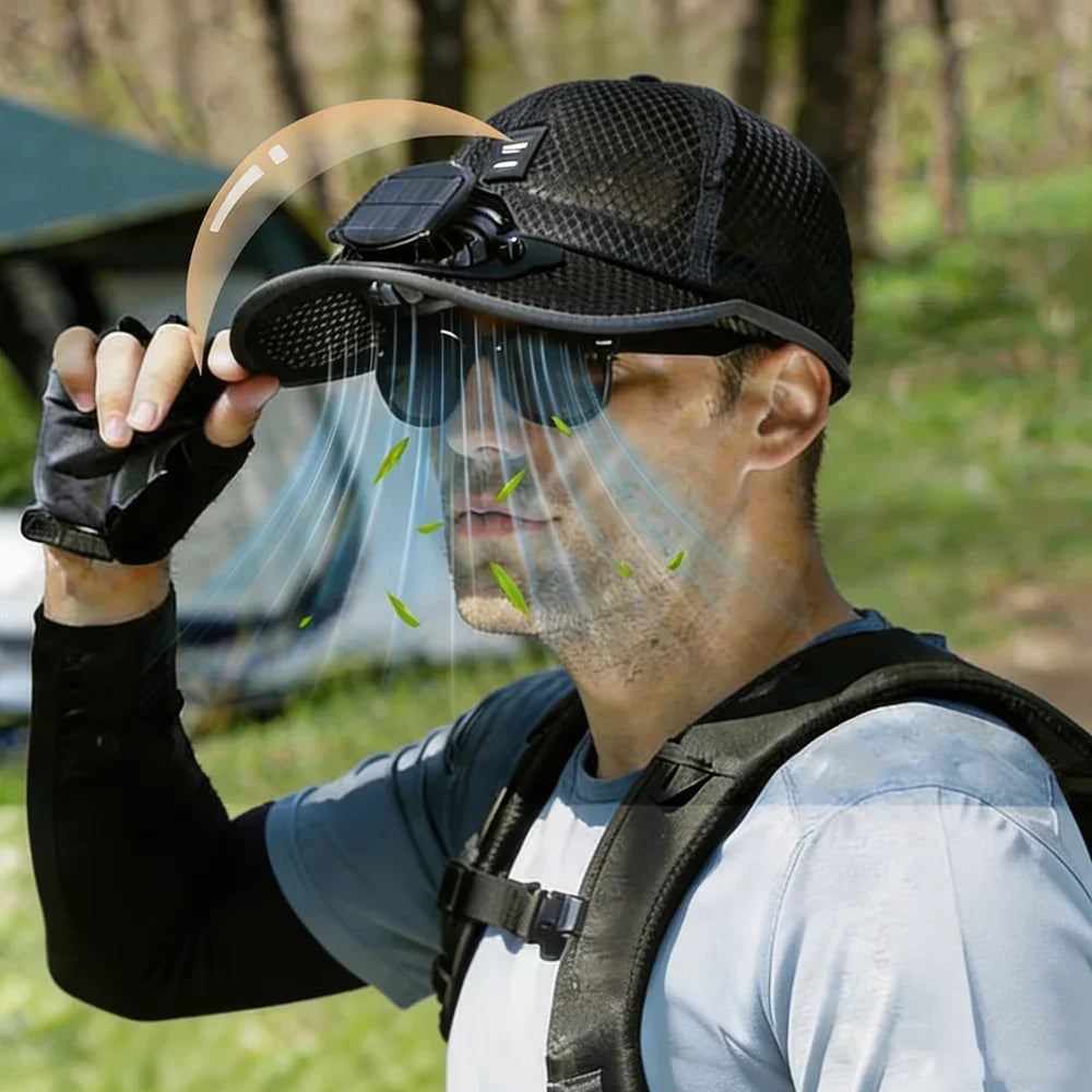 Casquette CIMAIR en action — brise continue sur le visage